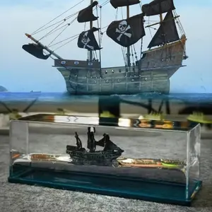 Indestructible Black Pearl Fluid Ship Liquid Drift Bottle Barcos Floating Titanic Boat Collectible Figurine Room Decor Living Room Decorations Desk Accessories