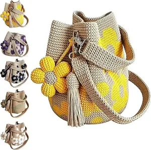 Women's Crocheted Bags I Crocheted Coin Purses|HandmadeCrocheted Floral Totes Hand-WovenBohemian-Style Floral &Tasseled Beach Bags, Perfect forSummer Vacations