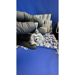 925 Iced Rhodium Laughing Buddha Pendant