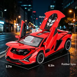 Diecast Metal Pull-Back Toy Car - 2.7in x 6.3in x 1.6in Model with Light & Sound Simulation, Toys for 3-12 Year Olds Gift