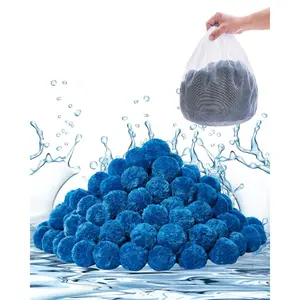VEVOR Pool Filter Balls for Sand Filter, 1.5 lbs, Filter Balls Replace Pool Filter Sand, Reusable Blue Polyester Fiber Filter Media with Wash Bag, for Swimming Pool Aquarium Tank Above Ground Pool