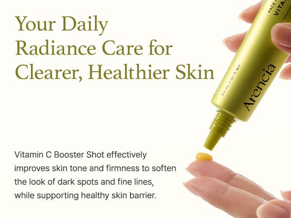 [Arencia Official] Vitamin C Booster Shot, Pure Vitamin C + Glutathione for Bright, Healthy Skin Glow, 1.01 fl oz