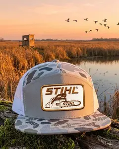 Stihl Vintage Trucker Hat, Brown Stihl Chainsaw Patch Cap, High Profile Mesh Back Snapback, Retro Workwear Hat, Gift for Logger