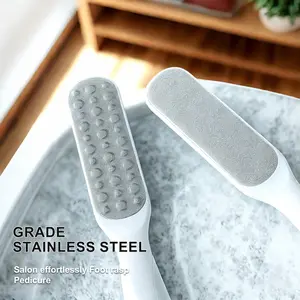 2 Counts Pedicure Foot Rasp File Remover Tool, Double-Sided Stainless Steel Pedicure Scrubber Rasp for Dead Skin Removal callus Remover, Compact Size for Storage Convenience