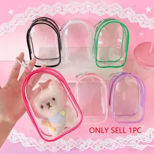 PVC Transparent Doll Bag, Large Capacity Organizational Zipper Storage Data Cable Backpack, Trendy Hanging Decoration, Badge Collection Organizer, Zipper Pouches