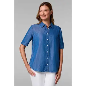 Women's Everglade Chambray Short Sleeve Shirt | Light Indigo Chambray Women's Everglade Chambray Short Sleeve Shirt | Light Indigo Chambray