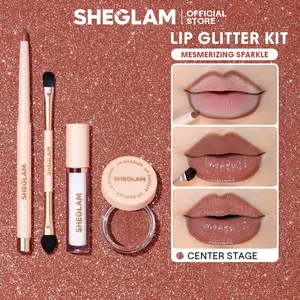 SHEGLAM Lip Dazzler Glitter Kit Long Lasting Lip Gloss Set 4 Pcs Lip Brush Lip Liners Pengilat Bibir