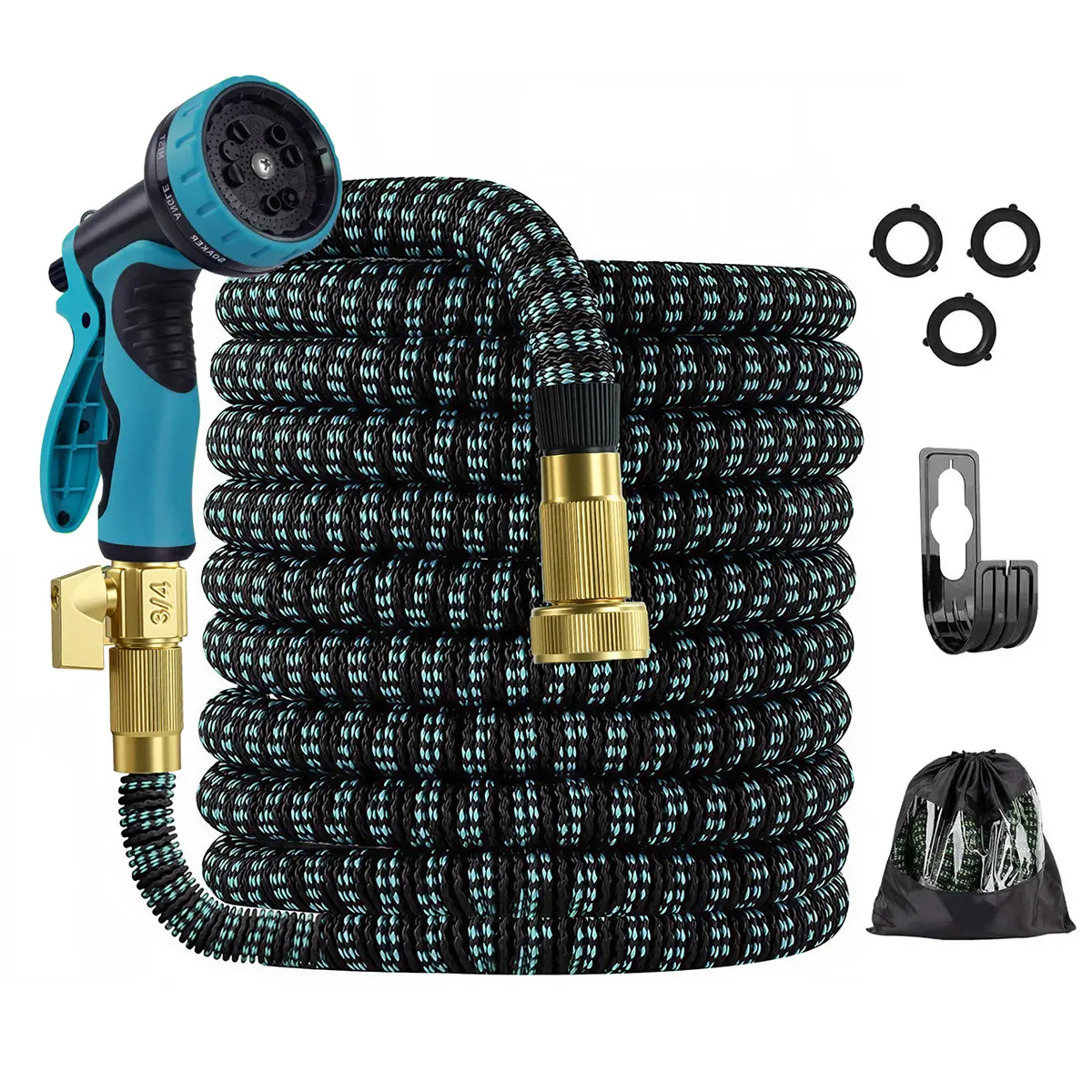 100FT Expandable Garden Hose Heavy Duty, 25/50/75/100FT Portable Water Pipe with 10-Function Spray Nozzle, 3-Layer Latex Core, Portable Garden Hose for Gardening, Lawn Yard Watering, Car Washing