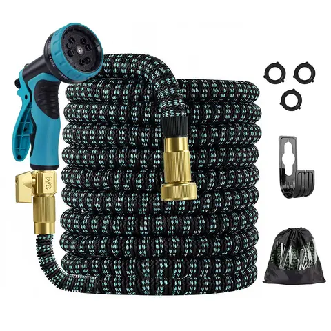 100FT Expandable Garden Hose Heavy Duty, 25/50/75/100FT Portable Water Pipe with 10-Function Spray Nozzle, 3-Layer Latex Core, Portable Garden Hose for Gardening, Lawn Yard Watering, Car Washing