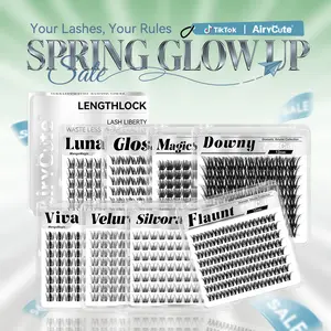 AiryCute LengthLock Collection | Lash Clusters Luna Glosa Viva Silvora Velure Flaunt Downy 8mm-16mm Ultra-Dense Waterproof Long-Lasting DIY Lashes for Flawless Look