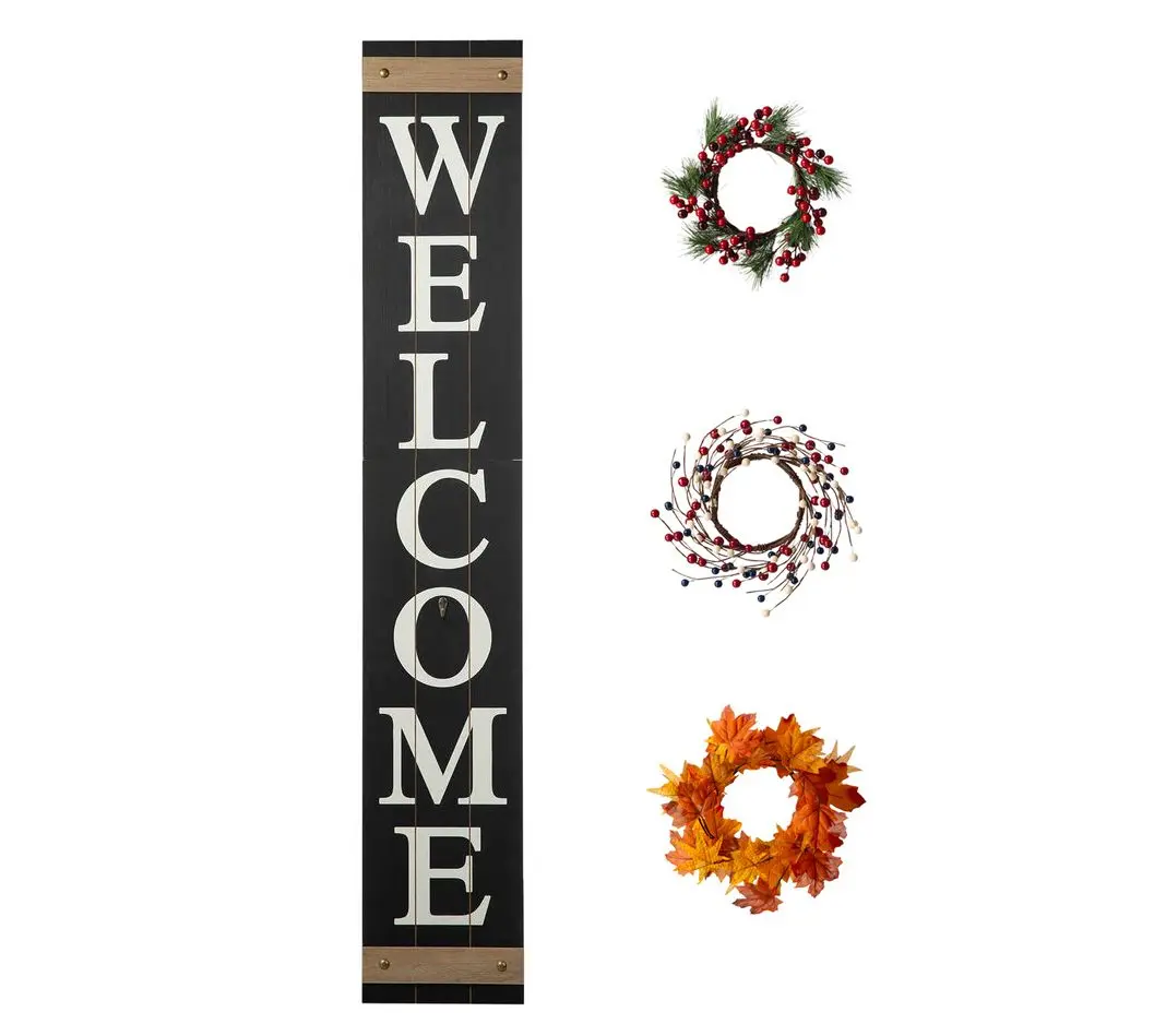 Glitzhome Welcome Patriotic, Spring, Fall, Holi day Wreath Sig Glitzhome Welcome Patriotic, Spring, Fall, Holi day Wreath Sig