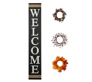 Glitzhome Welcome Patriotic, Spring, Fall, Holi day Wreath Sig