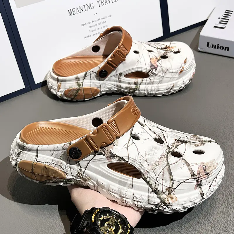 Men's Hollowed Thick-Sole Cushion Slipper Shoes - Non-Slip, Durable, Summer New Large-Size Indoor Outdoor Casual Sports Slide Slippers, Indoor Outdoor Slippers