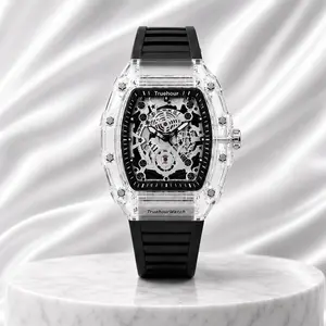 Unisex Transparent Waterproof Quartz Watch with Gift Box, Luxury Style Daily Outdoor Watch for School, Parties, Autumn Outfits & Birthday Gifts outdoorfun