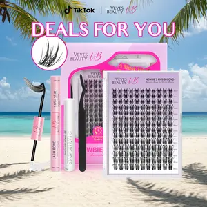 VEYESBEAUTY Sylph Cluster Lashes individual Lash Extensions Layered Wispy Faux Mink Lash Newbie's Five-Second DlY Mixed Length for Self Application Makeup atHome Cosmetic Eyelashes Extensions