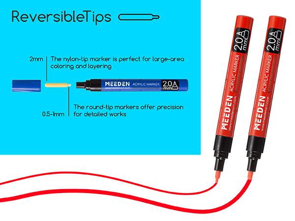 MEEDEN Artist Black & White Paint Pens - 10 Replaceable Tips & 1 Tweezer Acrylic Markers for Visible Large Capacity - Water-Based Quick Drying Paint Markers for Wood, Metal, Rock Painting, Canvas