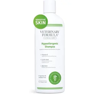 Veterinary Formula Clinical Care Hypoallergenic Shampoo for Dogs and Cats, 16 oz – No Harsh Ingredients – Fragrance-Free Pet Shampoo for Allergies and Sensitive Skin, Promotes Healthy Skin and Coat