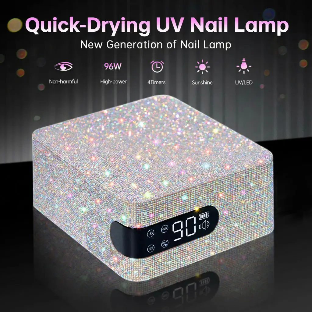 CHRISTINE SHELLY UV LED Nail Lamp Wireless 96W, Rechargeable Nail