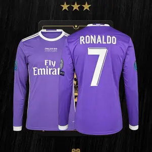 16 17 Away Purple 7# Cristiano Ronaldo Long Sleeve Soccer Jersey Fans Version