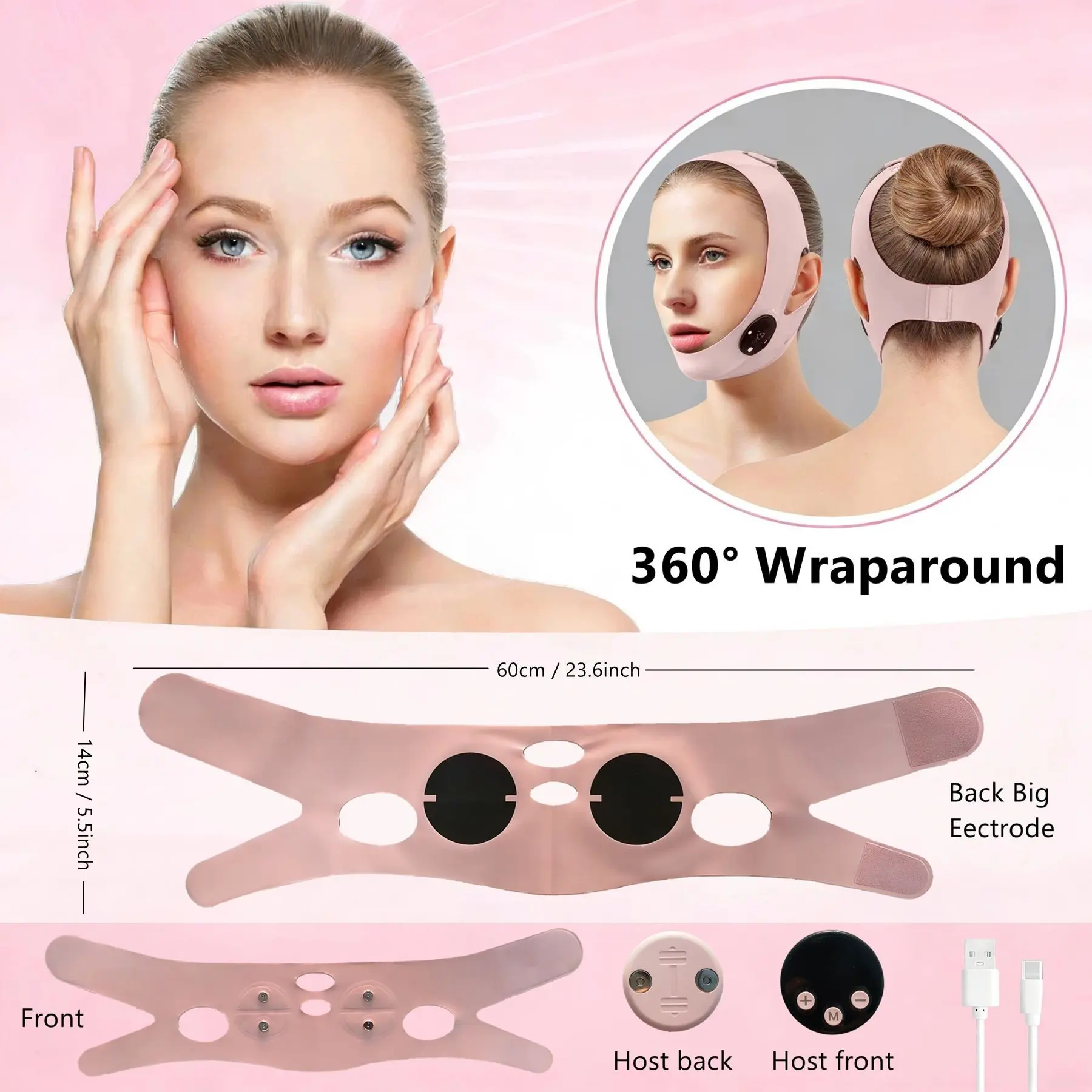 EMS Face Lifting Strap, Micro Current Low Frequency Massager, V