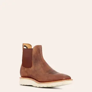 Anderson Bean Men's Horse Power Distressed Brown Wide Square Toe Chelsea Boots