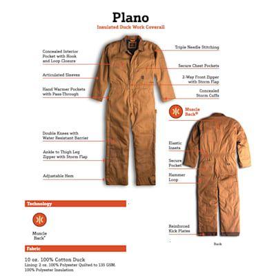Walls Men's Plano Pecan Insulated Duck Work Coverall
