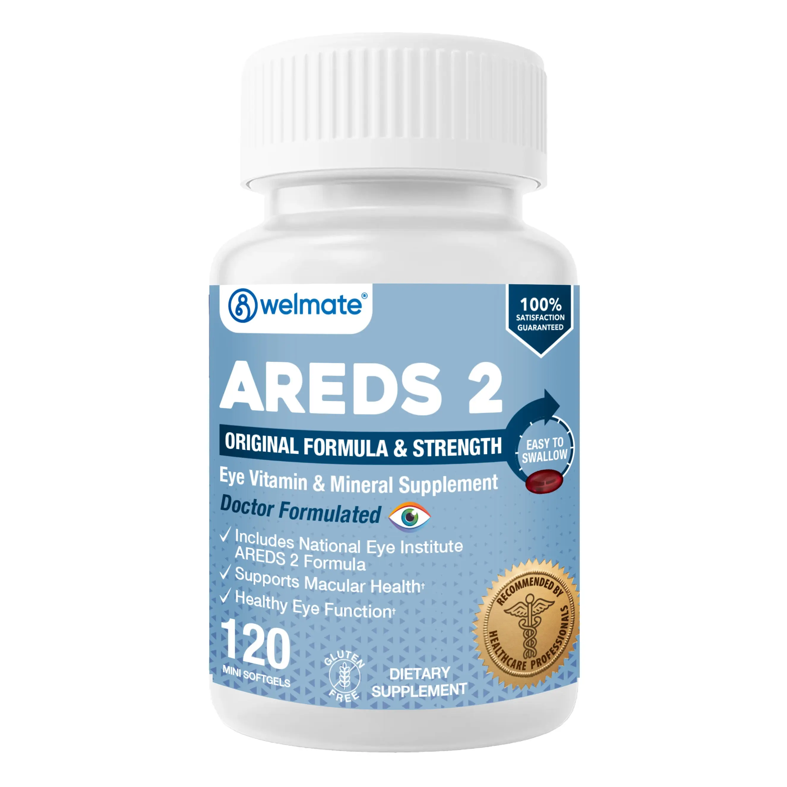 WELMATE AREDS 2 Eye Vitamin and Mineral Supplement, 120 Mini Softgels - Lutein, Zeaxanthin, Vitamin C, Zinc, Copper