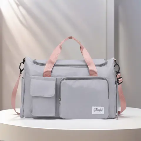 Unisex Solid Nylon Duffel Bag - High-Capacity Weekend Luggage Bag, Multi-Compartment Versatile Travel Accessory with Shoulder Strap, Wet and Dry Separation Pocket for Gym/Travel Use, Ideal Gift Option