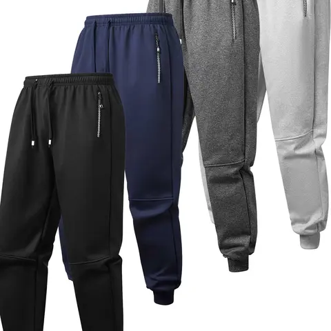 HOMUG Men's Regular Fit Solid Color Joggers - Chic Casual Sport Trousers, Fitted Athleisure Bottoms, Elastic Waistband Drawstring Pants, Multi-Pocket Autumn Winter Daily Wear, Machine Washable Menswear