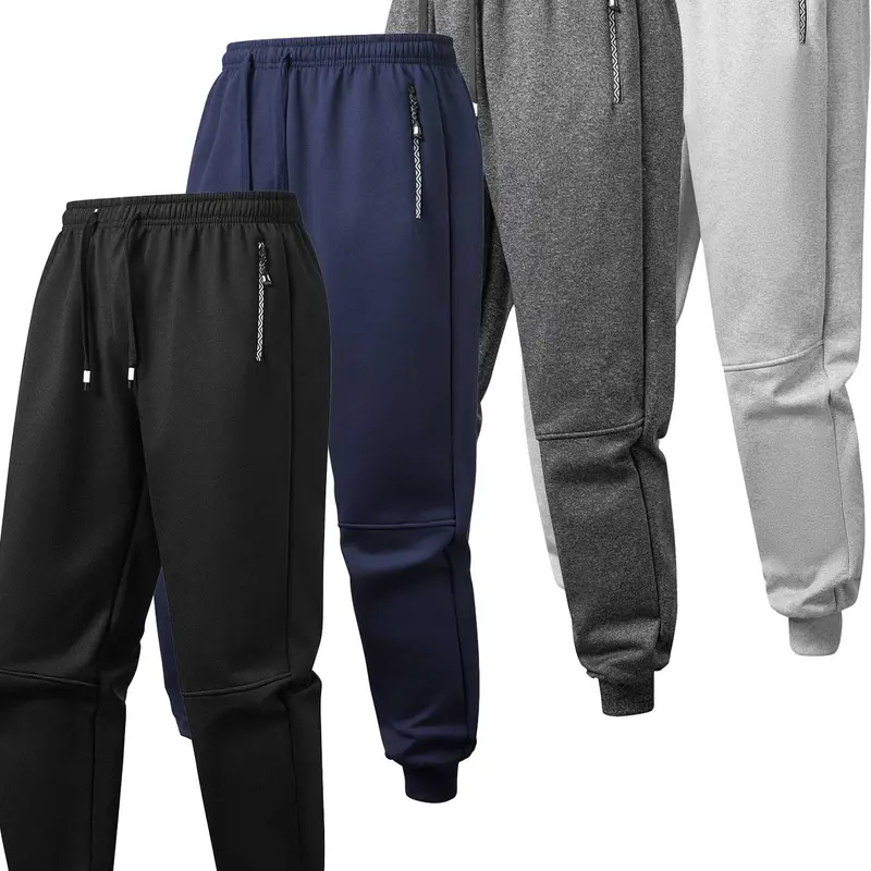 HOMUG Men's Regular Fit Solid Color Joggers - Chic Casual Sport Trousers, Fitted Athleisure Bottoms, Elastic Waistband Drawstring Pants, Multi-Pocket Autumn Winter Daily Wear, Machine Washable Menswear