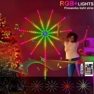2 Sets RGB Smart Firework Light Strip, Remote Control, Multiple Lighting Modes, Music Sync RGB, Dreamy Color LED Strip, USB Powered