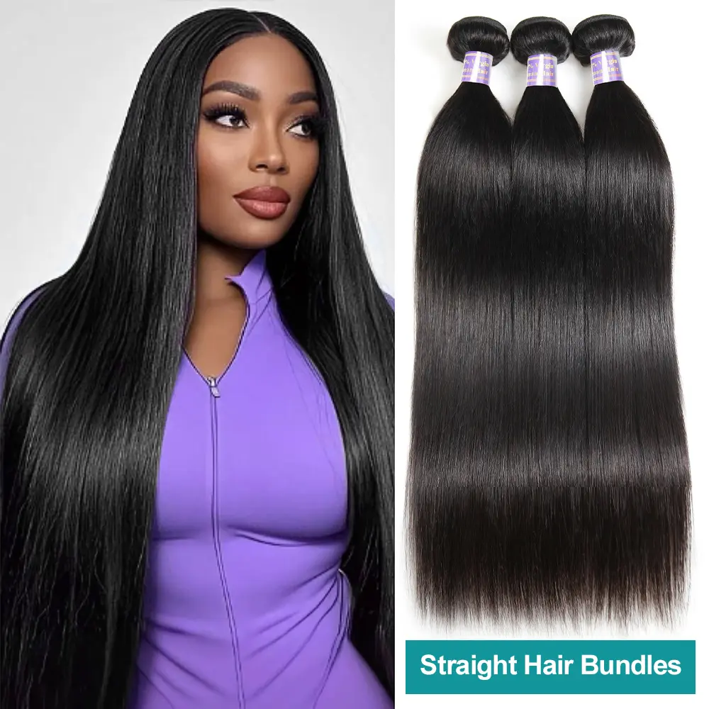Allove Straight Human Hair Bundles Quick Weave Extensions 1 3 4PCS Brazilian Hair Weave Bundles Natural Body Wave Hair Bundles Sew In #SummerVibes