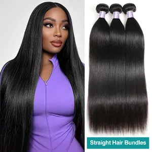 Allove Straight Human Hair Bundles Quick Weave Extensions 1 3 4PCS Brazilian Hair Weave Bundles Natural Body Wave Hair Bundles Sew In