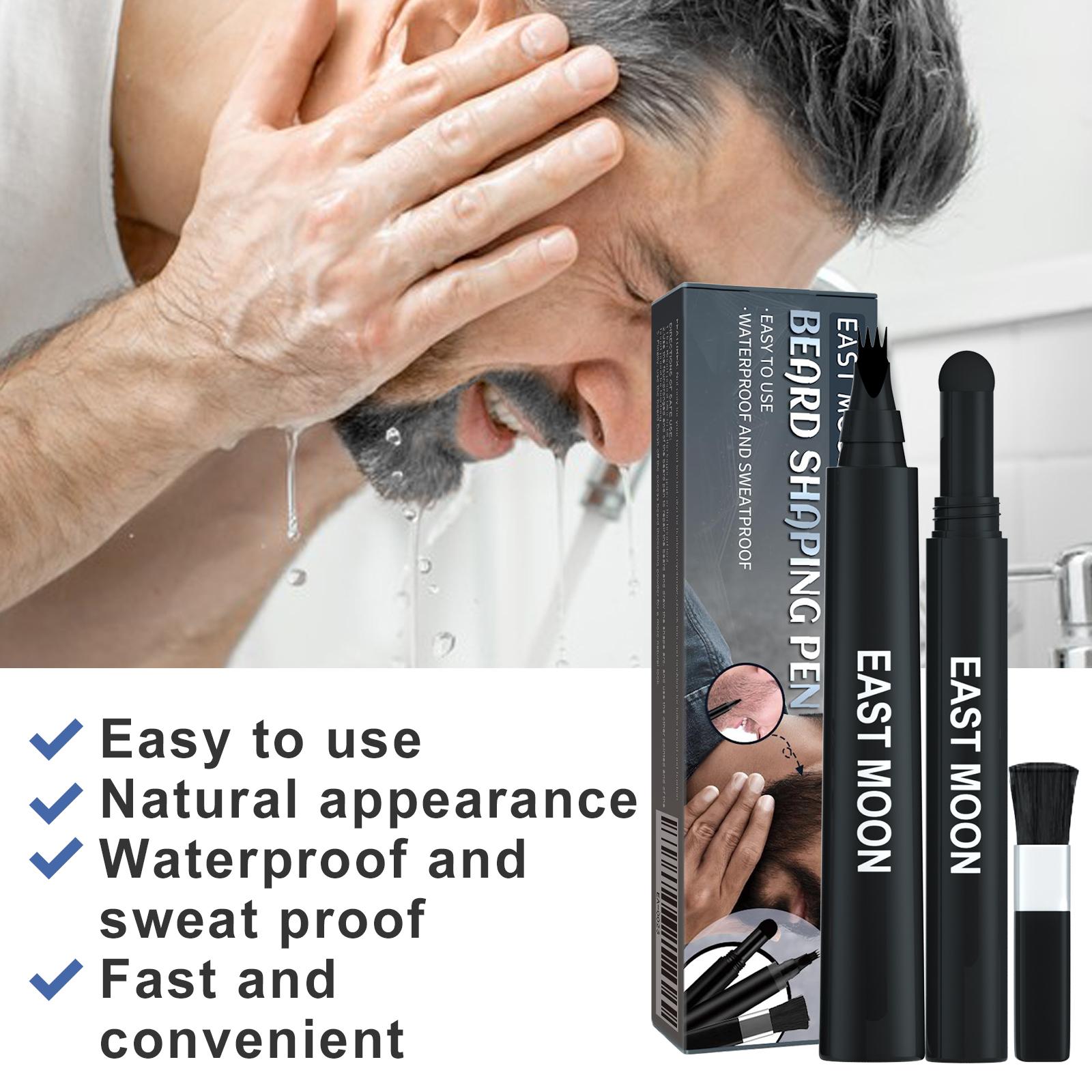 3-in-1 Beard Filling Pen Set for Men, Beard Shaping & Filling Tool with Powder Stick, Beard Pen and Brush, Professional Beard Styling Kit