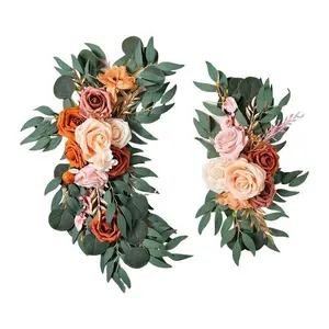 Flower Decoration Elegant Wedding Advertising Flower Garland Vintage Wedding Reception Entrance Welcome Artificial Flower Ornaments Bouquet Wreath