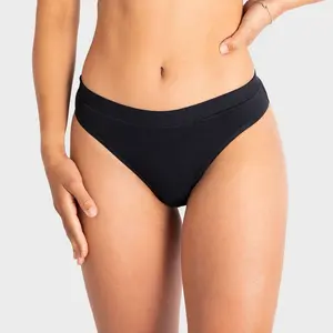 Saalt Leak Proof Period Underwear Light Absorbency - Super Soft Modal Comfort Thong - Volcanic Black - XL