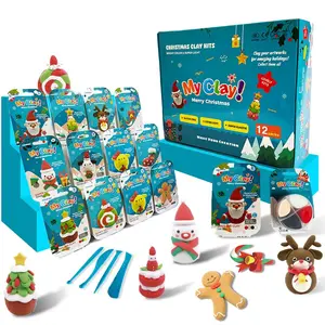 DIY Clay for Kids 12 Boxes Safe Non-Toxic Easy to Use with Accessories Tutorials for Doodle Drawing Modeling Ideal for Family DIY Gift for Girls and Boys enterprise Calendar Potted Plant Puzzle Set Christmas Building Kit guns Mini Orchid Home Decor Set