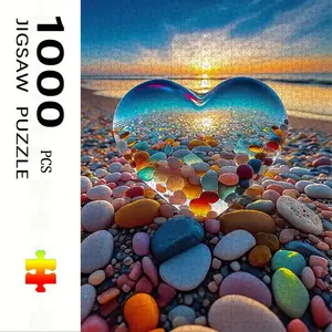 【1000-Piece Large Paper Puzzle】 Set Heart Stone Theme DIY Home Decoration Interactive Educational Toy for Kids Adults Family Fun Activity
