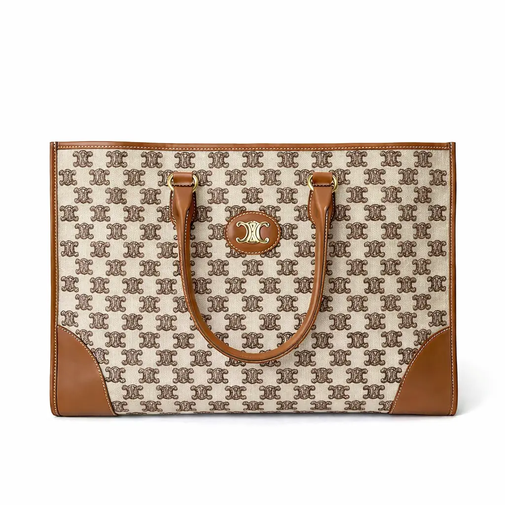 Pre-owned Celine Calfskin&Canvas Tote Bags BJ1102004065 Cabas Monogram Tote