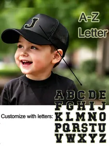 1PC Kids' Breathable Mesh Sun Hat, Adjustable Sponge Cap, Fashionable Letter Trucker Hat, Adjustable Snapback for Ages 3-8, Casual Daily Wear Gift