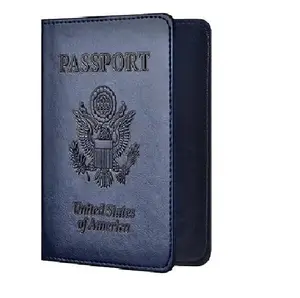 Passport and Vaccine Card Holder Combo Dark Blue Passport Wallet with Vaccine Card Slot for Women and Men Compact Lightweight Travel Accessory