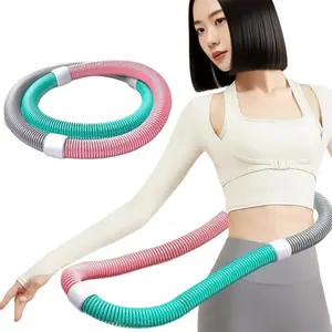 Adjustable Spring Hula Hoop, Pink/Teal/Gray, Foldable Fitness Waist Trainer for Women
