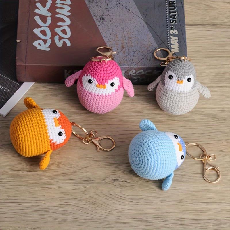 bag keychain 4 Pack Cute Penguin Keychain Charms - Hand- Fabric Penguin Decorations with Hanging Loops, Pink/Orange/Gray/Blue Penguins for Christmas, Thanksgiving Gifts, Home, Bags, Party Decor - No Electricity Needed, Penguin Gifts, Holida