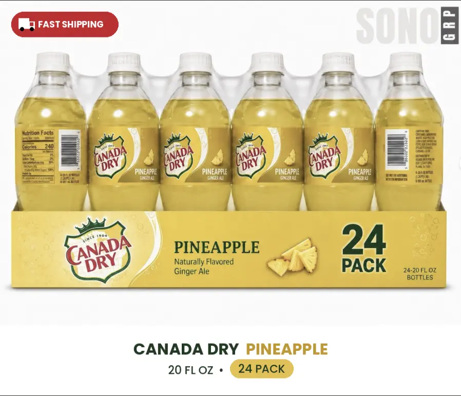 Canada Dry Pineapple Soda 20 Oz (24 Pack)