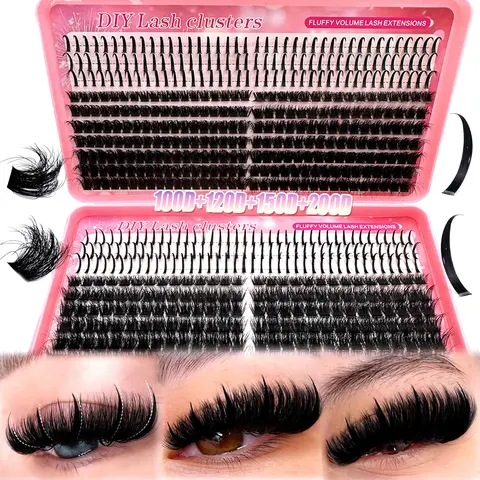 120D/100D/80D/60D/50D Eyelash Bundles 5-In-1 Set, Fluffy Cluster Lashes, Long 8-16mm Lashes for DIY Extensions, Perfect for Daily Makeup, Cosplay Events, Daily Life, Weddings, Dates, Parties, Halloween Use, Lashes Clusters Kit
