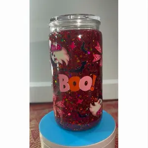 BOO Ghost Glitter Snowglobe Tumbler Cup - 16oz