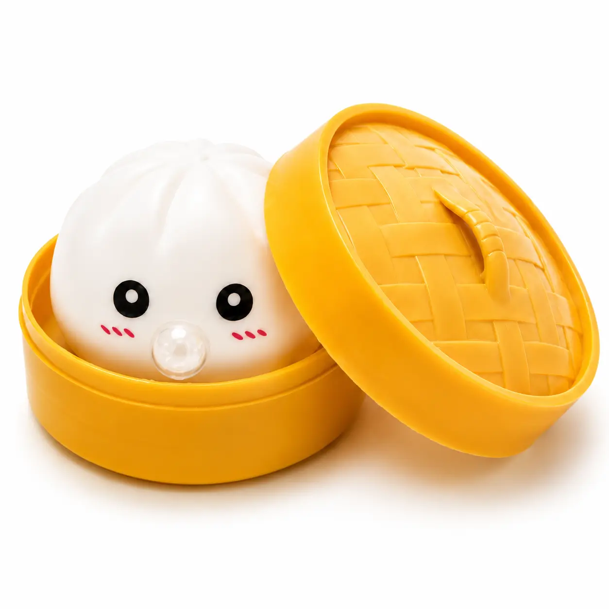 Cute Bao Bun Bubble Squeeze Toy, Soft TPR Stress Relief Toy with Steamer Box, Kawaii Squishy Fidget Toy for Desk, Office, Study & Gift