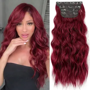 Seeway Clip in Hair Extensions for Women 4PCS 20 Inch Wavy Curly Hair Extensions Clip in Synthetic Hair and breathable Natural Soft Hairpieces for Women
