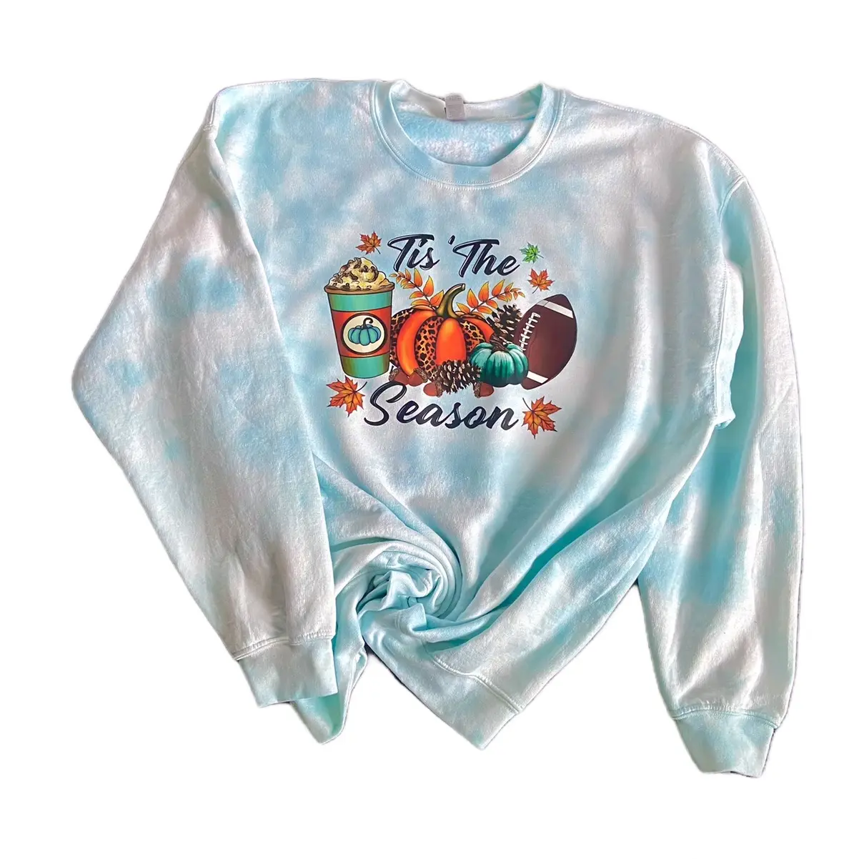 Fall aqua tye dye sweatshirt