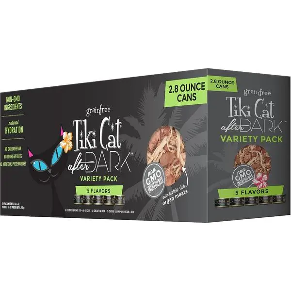 Tiki Cat After Dark Wet Cat Food, Variety Pack, 2.8 oz. Cans (12 Count)